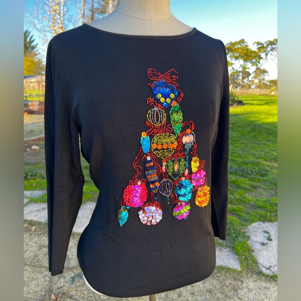 🎄Vintage Christmas Holiday Sequin Sweater. New Condition Sz S